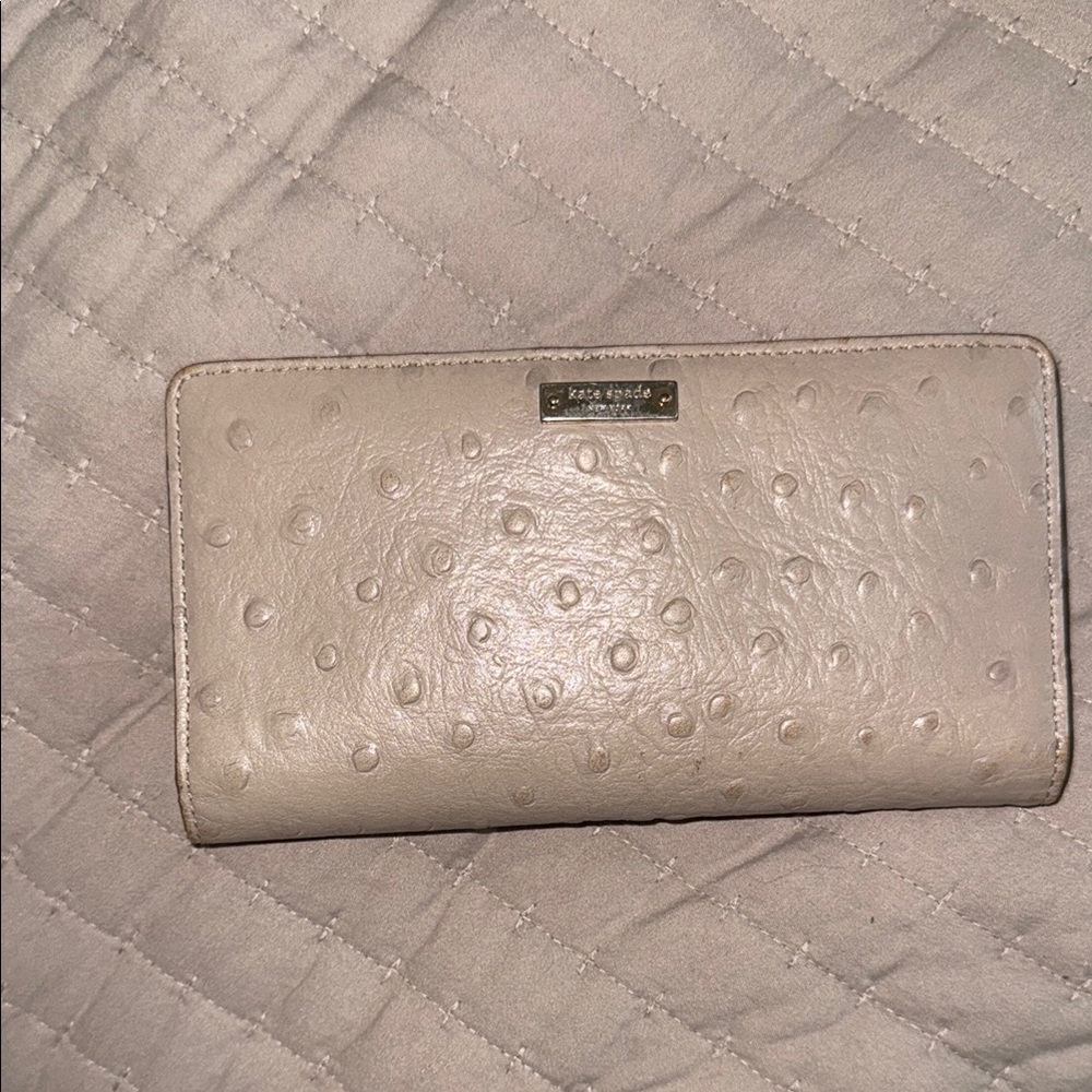 Kate Spade Cream Leather Wallet with Textured Design